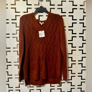 NWT Sonoma Brand Hooded Tunic Sweater, Size Medium, Rust/Brown Color